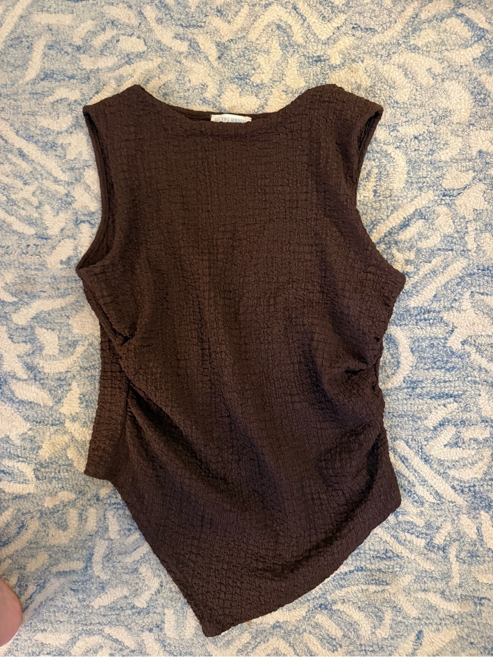 See You Monday Chocolate Brown Textured Sleeveless Tank